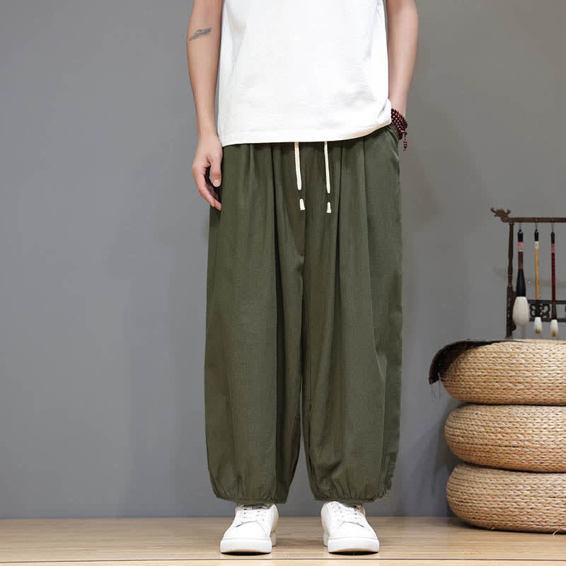 Buddha Stones Pantalones harem cortos para hombre Summer Zen con cintura elástica y puños, con bolsillos. - image 12