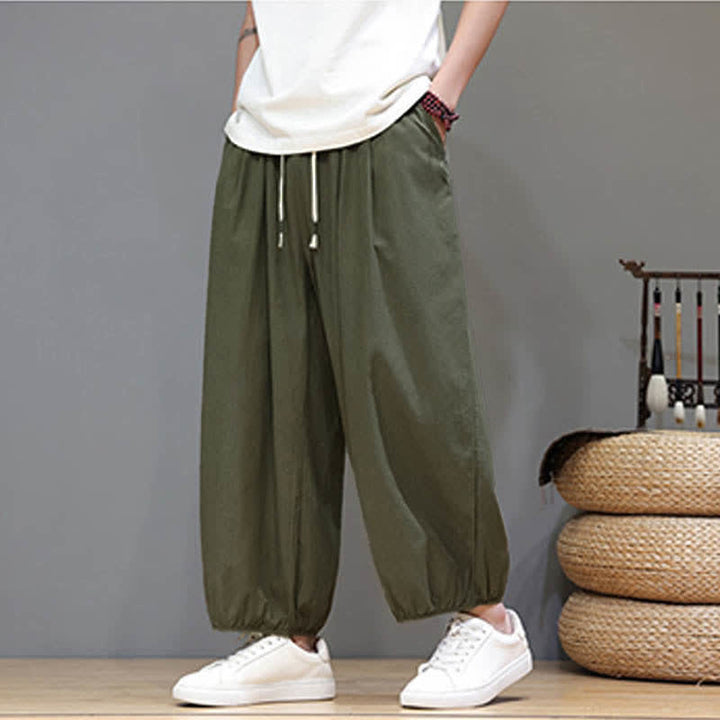 Buddha Stones Pantalones harem cortos para hombre Summer Zen con cintura elástica y puños, con bolsillos. - image 8