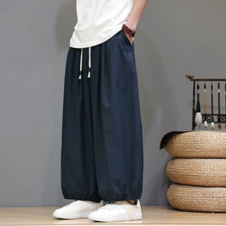 Buddha Stones Pantalones harem cortos para hombre Summer Zen con cintura elástica y puños, con bolsillos. - image 5