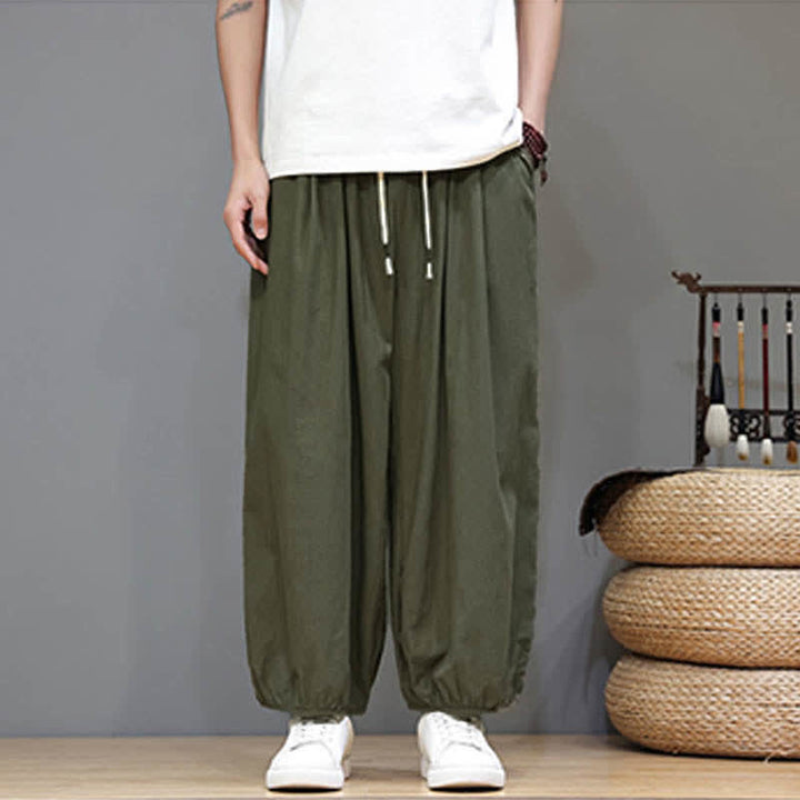 Buddha Stones Pantalones harem cortos para hombre Summer Zen con cintura elástica y puños, con bolsillos. - image 14