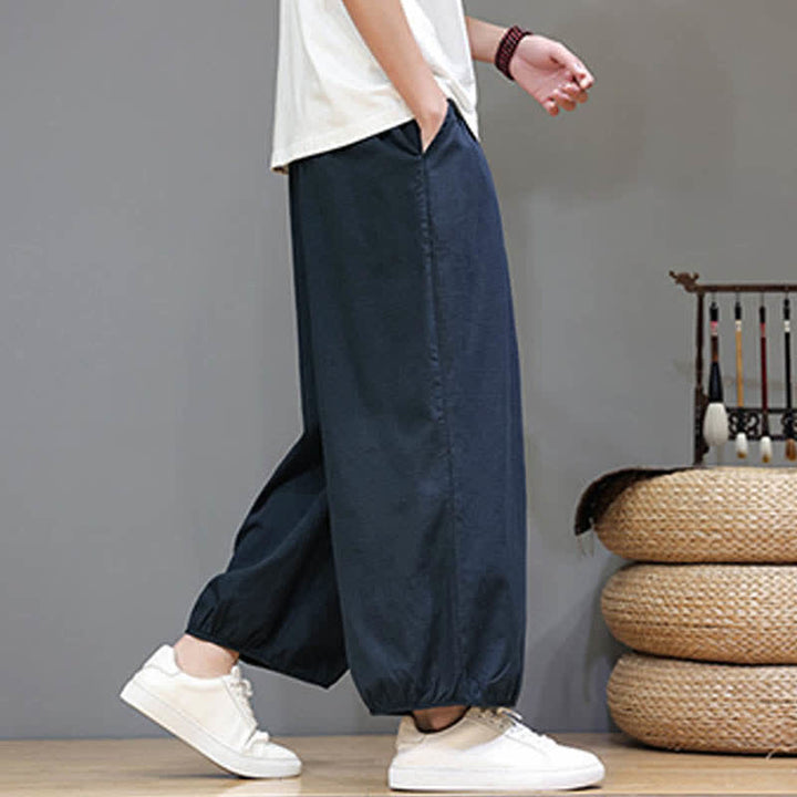 Buddha Stones Pantalones harem cortos para hombre Summer Zen con cintura elástica y puños, con bolsillos. - image 2