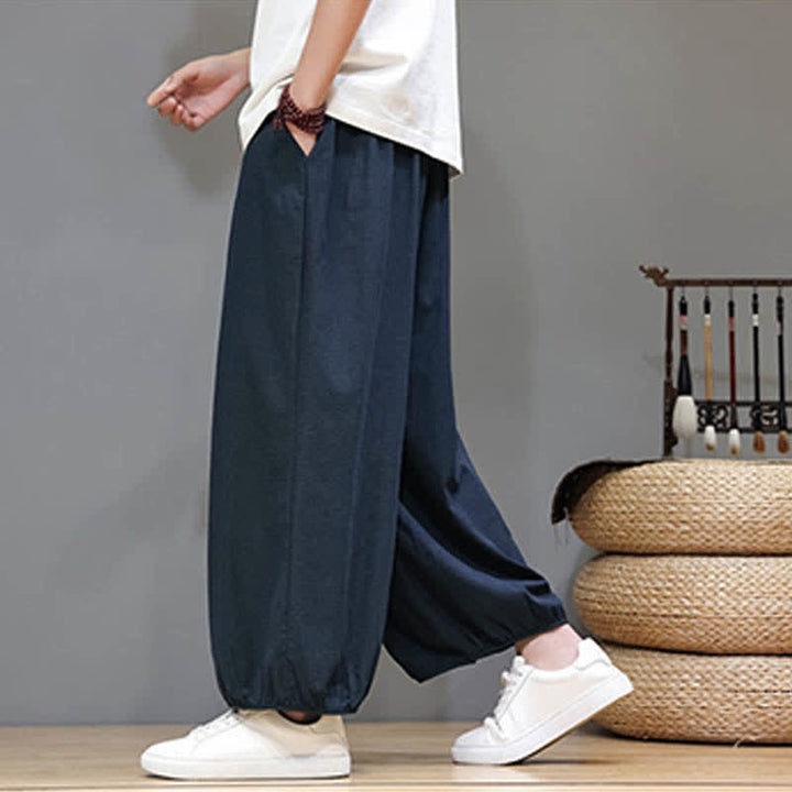Buddha Stones Pantalones harem cortos para hombre Summer Zen con cintura elástica y puños, con bolsillos. - image 1