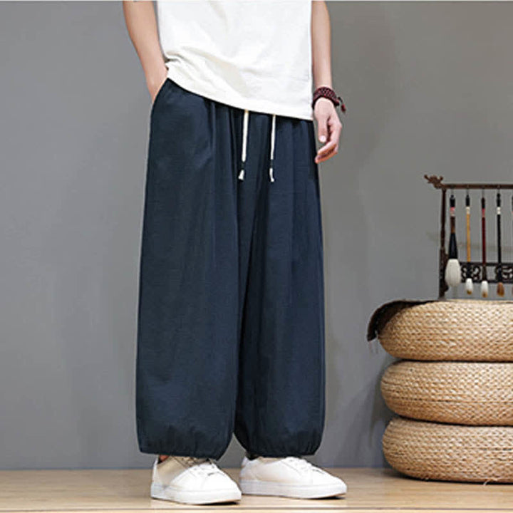 Buddha Stones Pantalones harem cortos para hombre Summer Zen con cintura elástica y puños, con bolsillos. - image 7