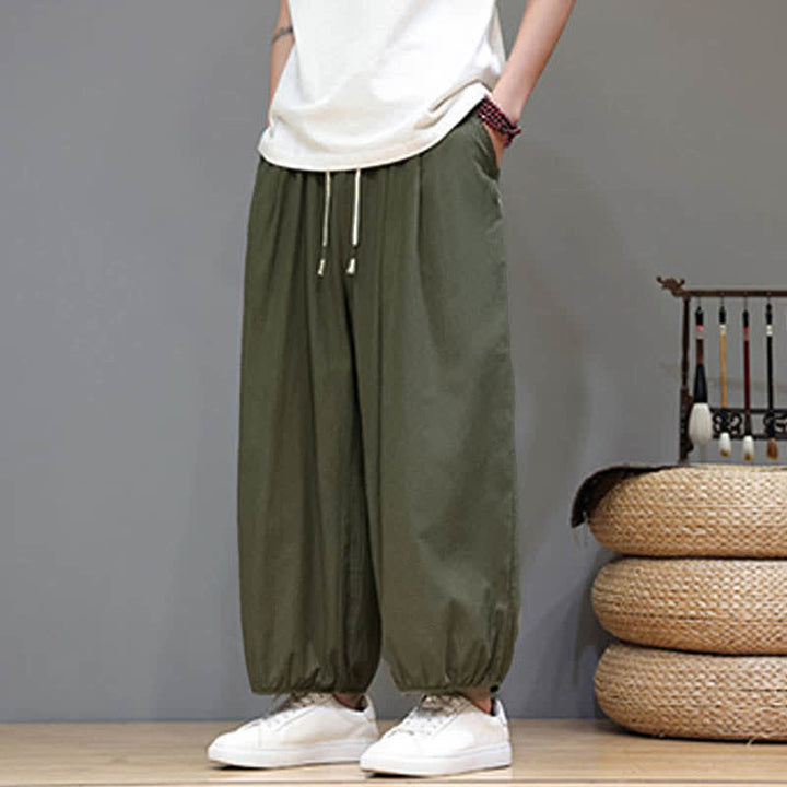 Buddha Stones Pantalones harem cortos para hombre Summer Zen con cintura elástica y puños, con bolsillos. - image 16