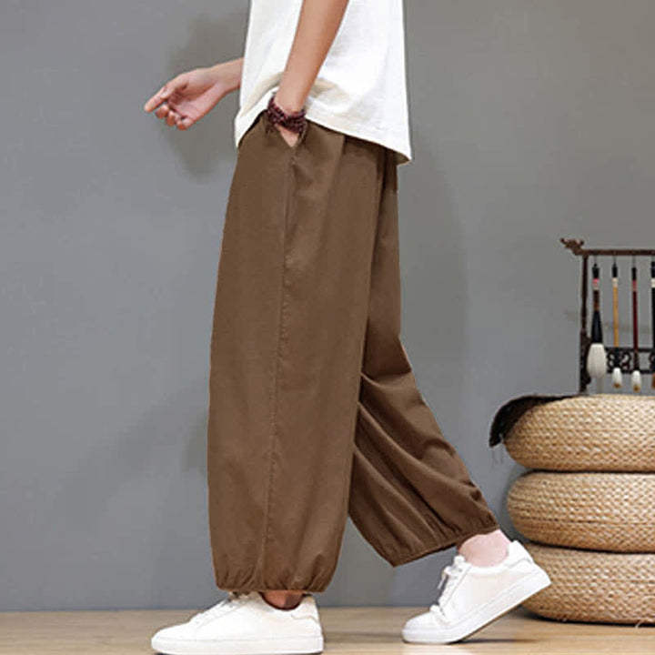 Buddha Stones Pantalones harem cortos para hombre Summer Zen con cintura elástica y puños, con bolsillos. - image 18