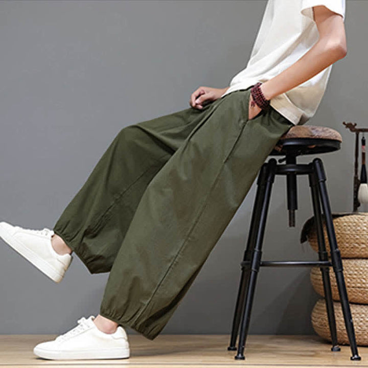 Buddha Stones Pantalones harem cortos para hombre Summer Zen con cintura elástica y puños, con bolsillos. - image 15