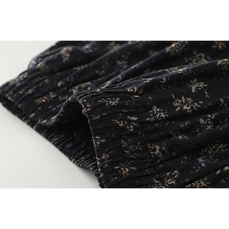 Buddha Stones Falda de mujer con cintura elástica y volantes en el bajo, con estampado floral. - image 6