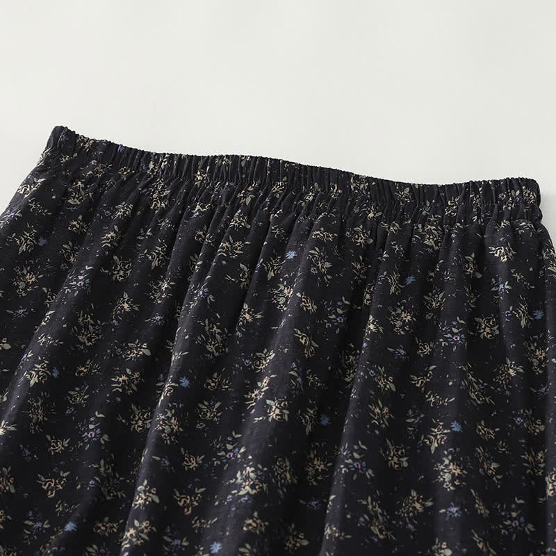 Buddha Stones Falda de mujer con cintura elástica y volantes en el bajo, con estampado floral. - image 5