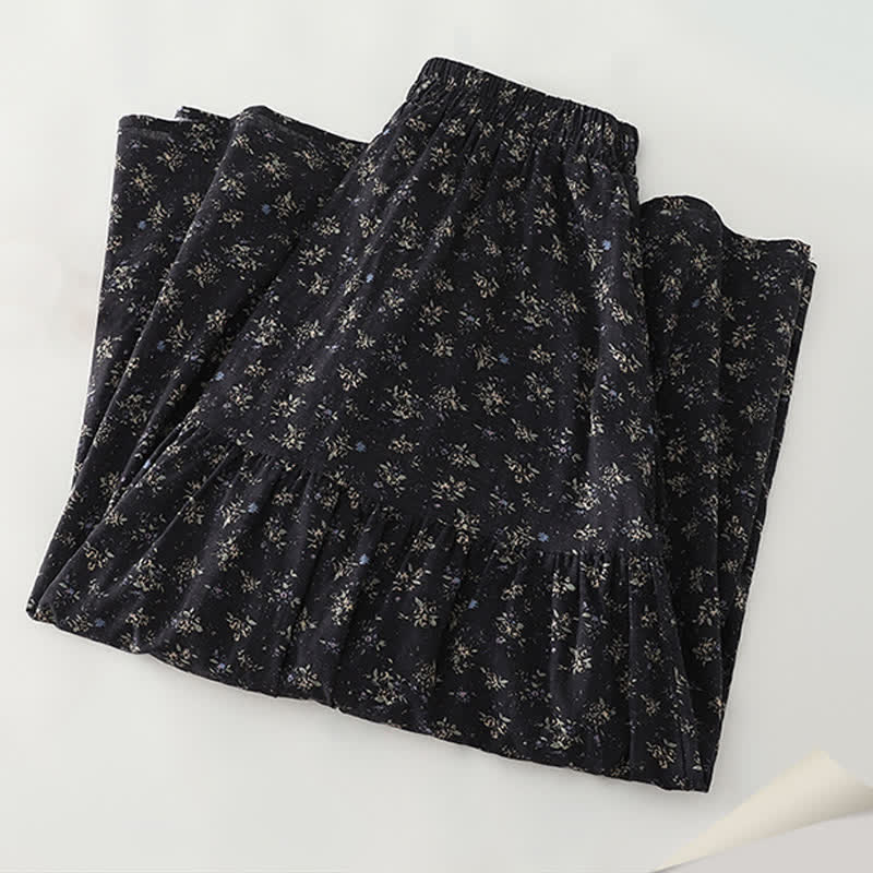 Buddha Stones Falda de mujer con cintura elástica y volantes en el bajo, con estampado floral. - image 4