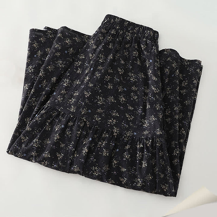 Buddha Stones Falda de mujer con cintura elástica y volantes en el bajo, con estampado floral. - image 4