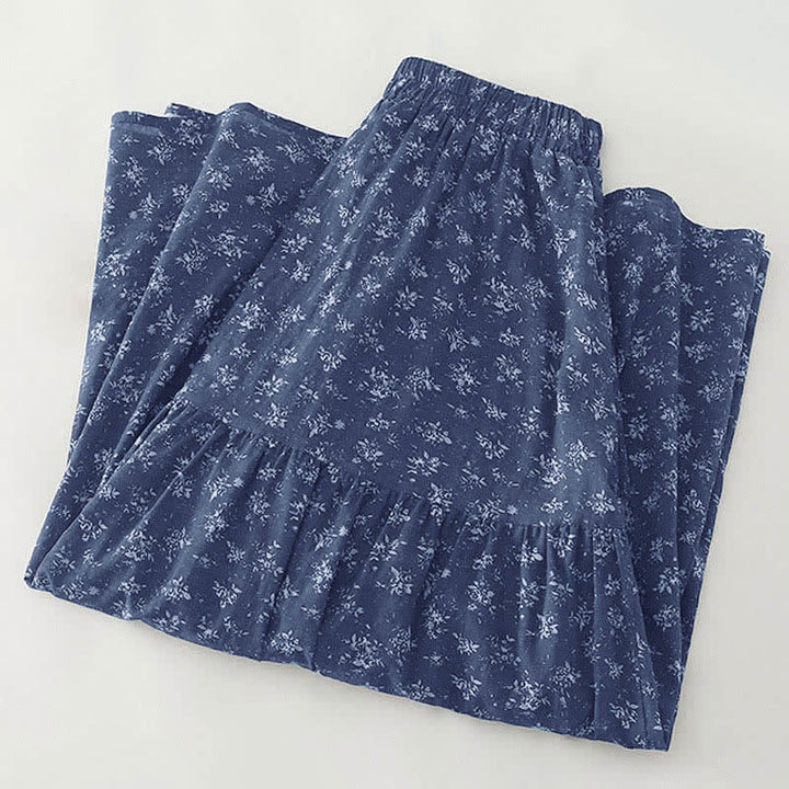 Buddha Stones Falda de mujer con cintura elástica y volantes en el bajo, con estampado floral. - image 1