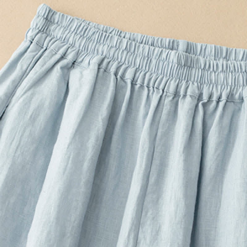 Buddha Stones Pantalones de mujer de lino y algodón, de pierna ancha y con bolsillos, ideales para el verano. - image 1