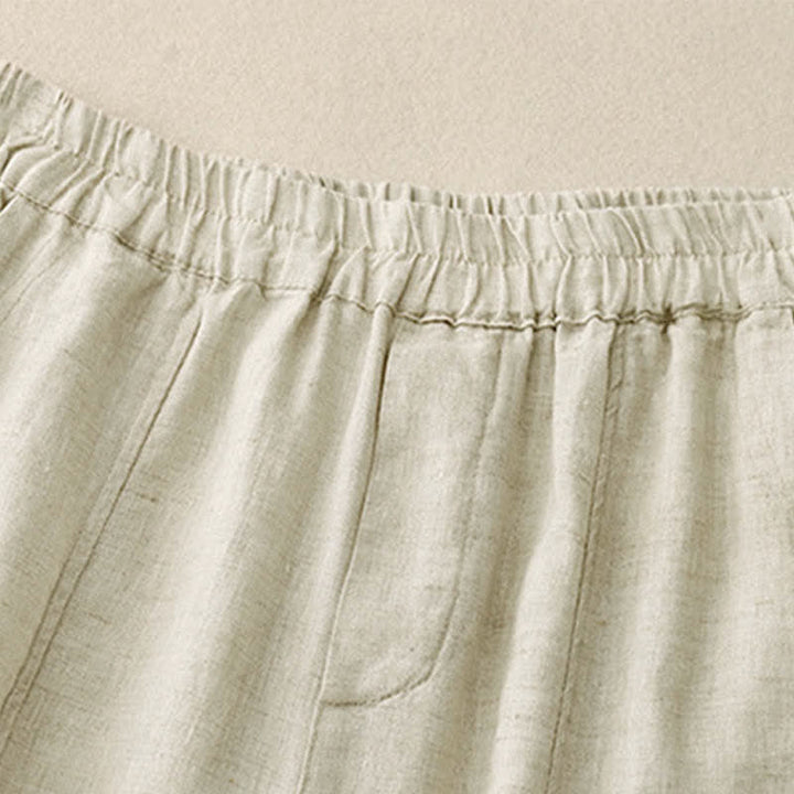 Buddha Stones Pantalones de lino de verano para mujer, de corte ajustado y con bolsillos. - image 12