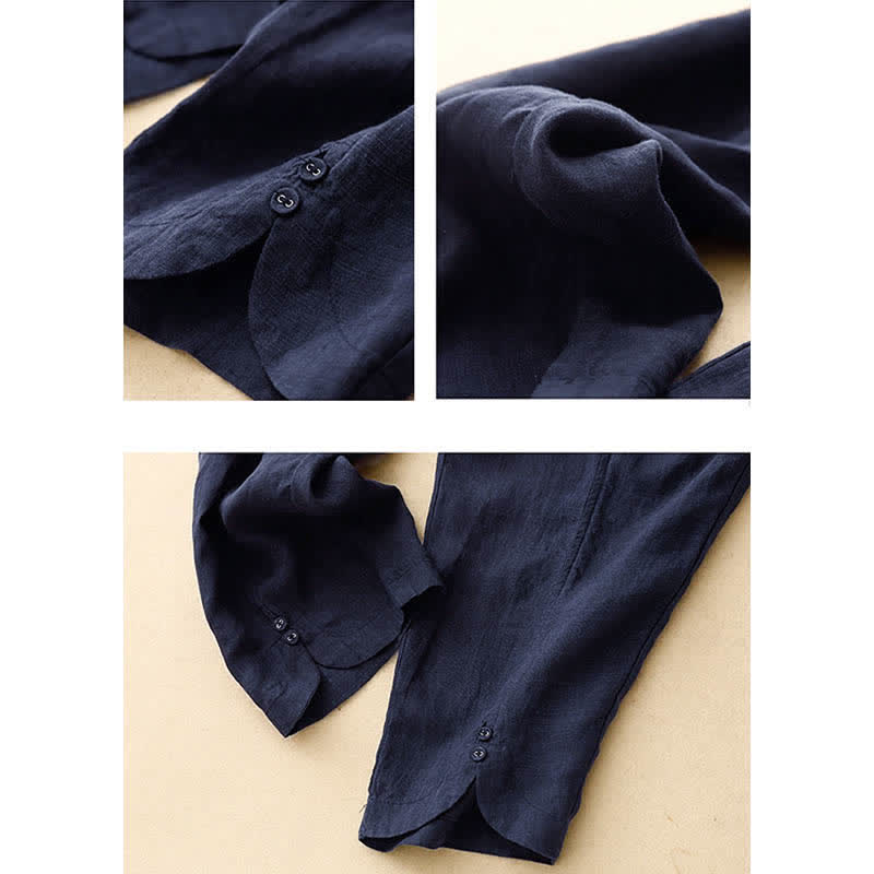 Buddha Stones Pantalones de lino de verano para mujer, de corte ajustado y con bolsillos. - image 18