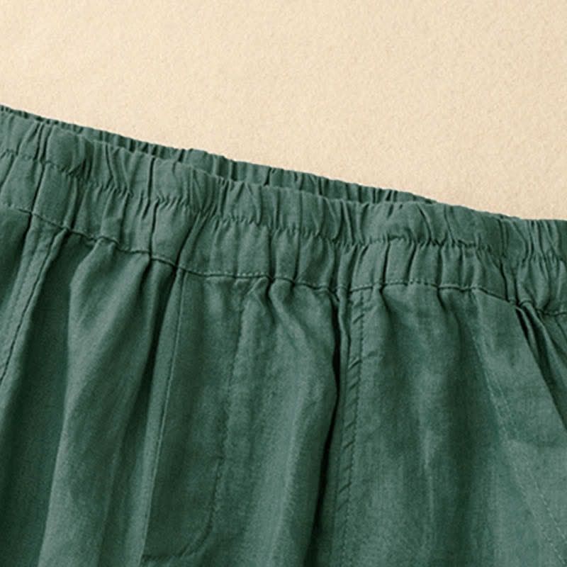 Buddha Stones Pantalones de lino de verano para mujer, de corte ajustado y con bolsillos. - image 1