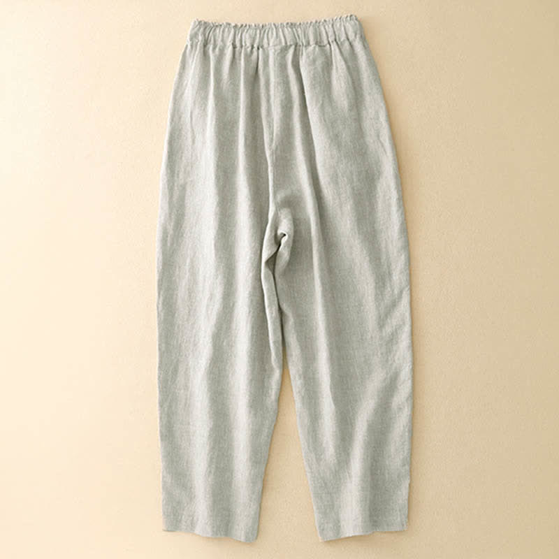 Buddha Stones Pantalones de lino de verano para mujer, de corte ajustado y con bolsillos. - image 9