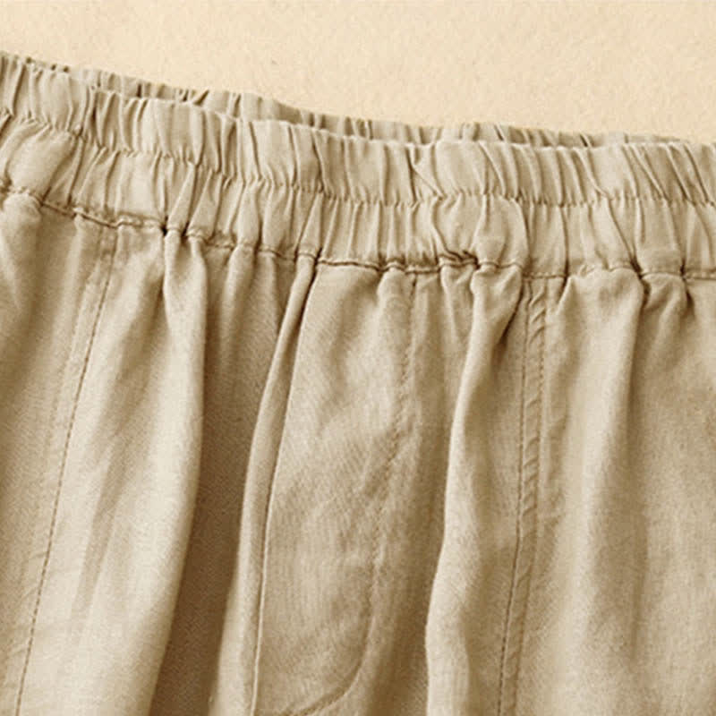 Buddha Stones Pantalones de lino de verano para mujer, de corte ajustado y con bolsillos. - image 6