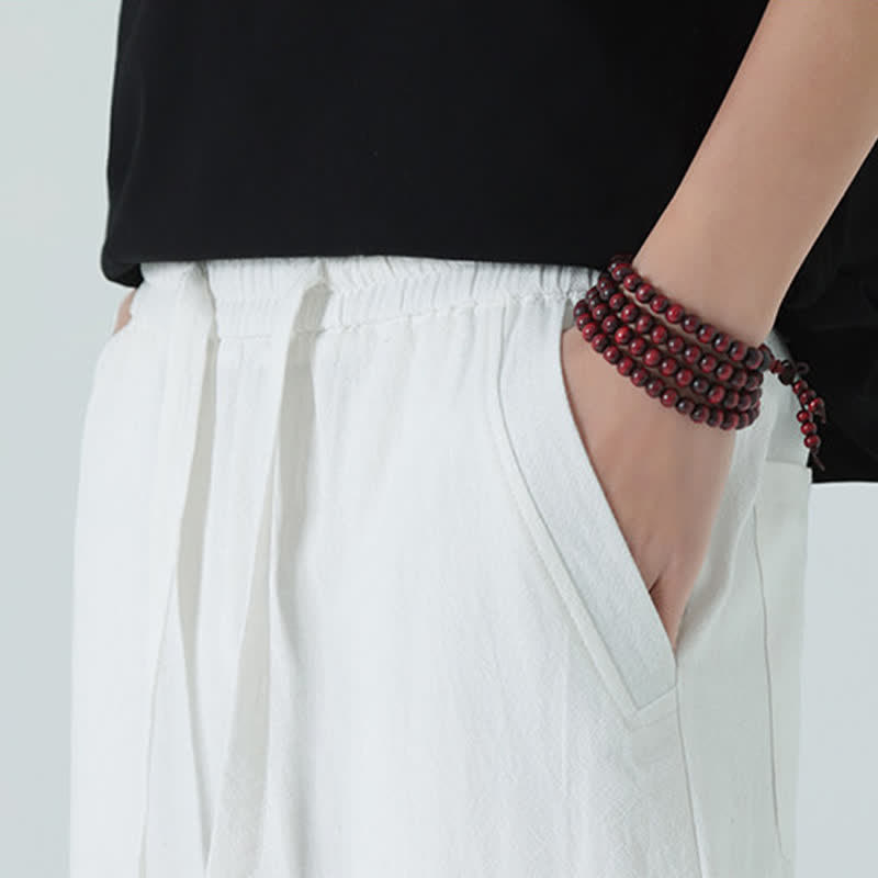 Buddha Stones Pantalones rectos minimalistas de algodón para hombre con cintura elástica y bolsillos, ideales para el verano. - image 25