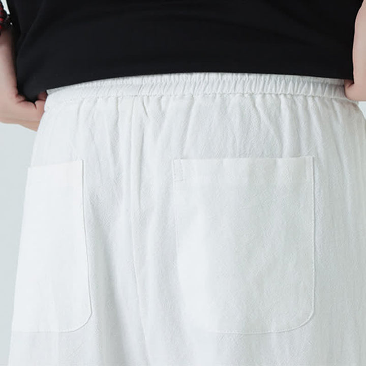 Buddha Stones Pantalones rectos minimalistas de algodón para hombre con cintura elástica y bolsillos, ideales para el verano. - image 23