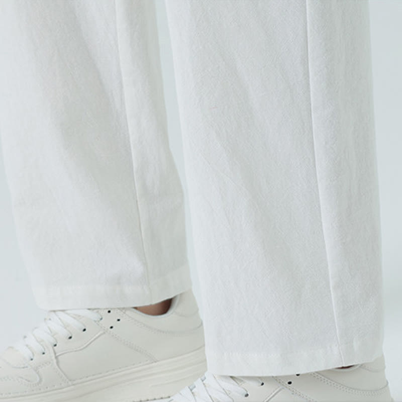 Buddha Stones Pantalones rectos minimalistas de algodón para hombre con cintura elástica y bolsillos, ideales para el verano. - image 24