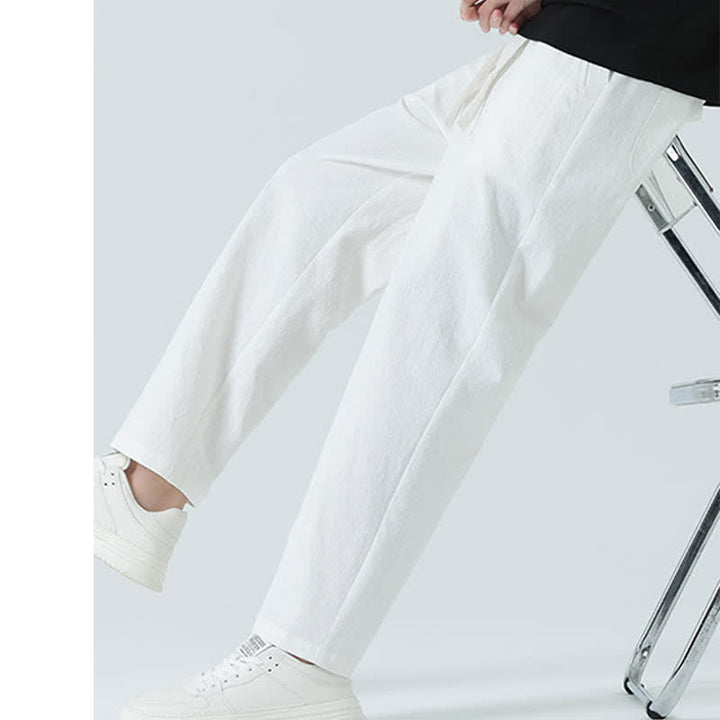 Buddha Stones Pantalones rectos minimalistas de algodón para hombre con cintura elástica y bolsillos, ideales para el verano. - image 21