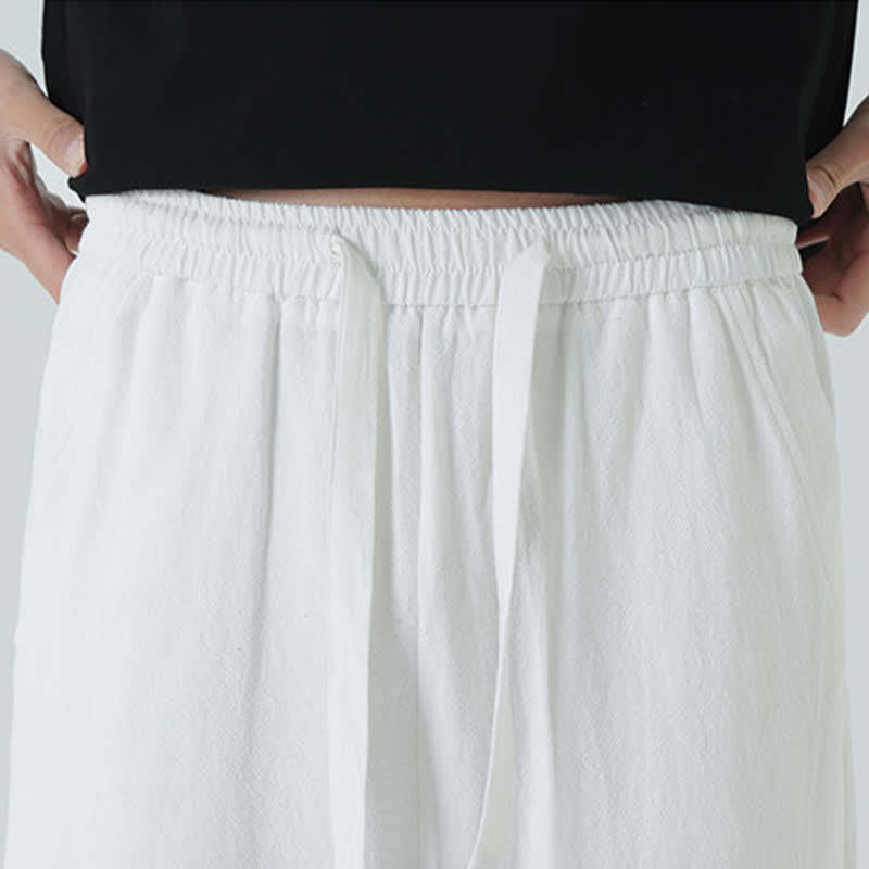 Buddha Stones Pantalones rectos minimalistas de algodón para hombre con cintura elástica y bolsillos, ideales para el verano. - image 22