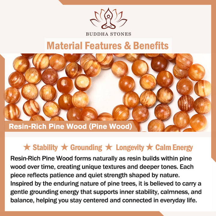 Buddha Stones Mala de 108 cuentas de madera de pino rica en resina para una energía calmante - image 6
