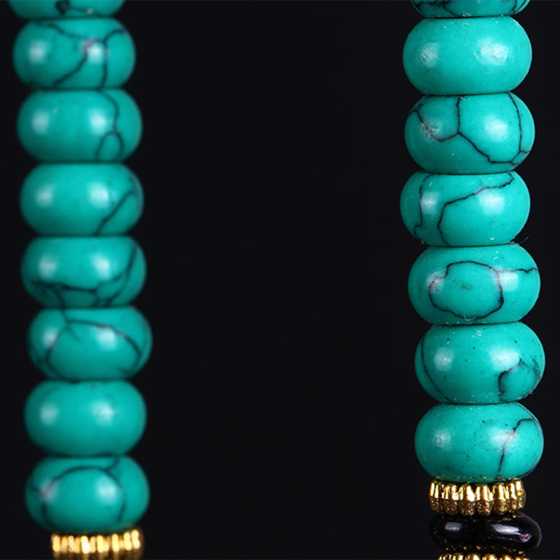Buddha Stones Mala tibetana de 108 cuentas Dzi turquesas para el equilibrio de la sabiduría - image 8