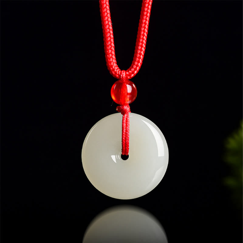 Buddha Stones Collar con colgante de cuerda roja Jade Peace Buckle Abundance - image 8