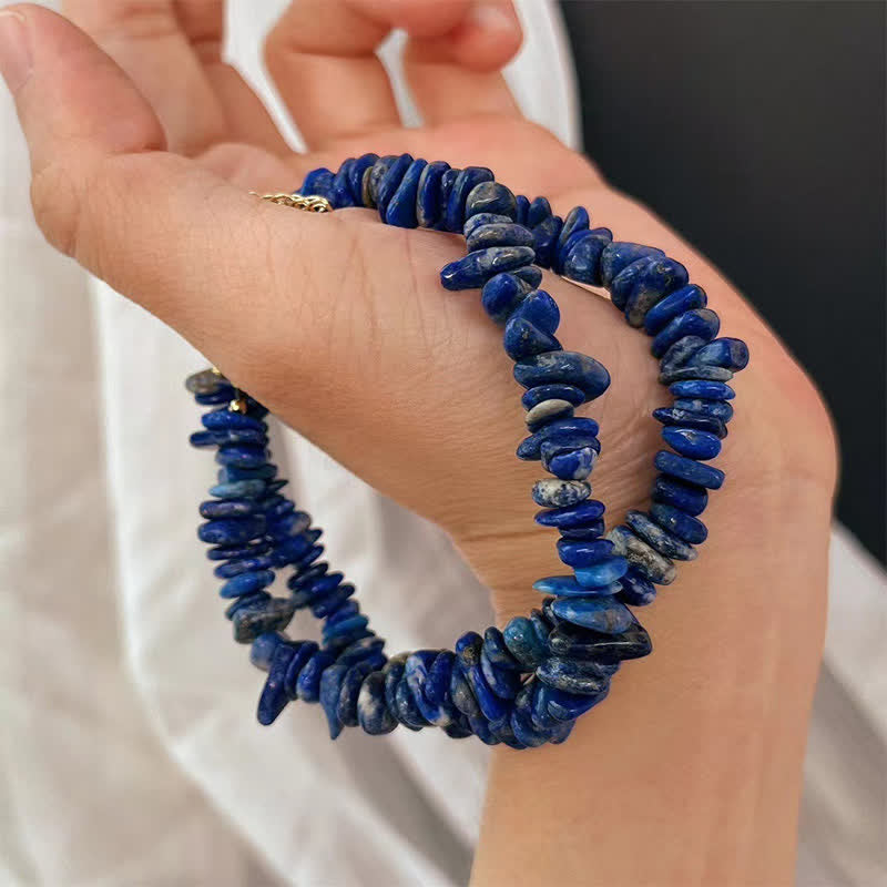 Buddha Stones Pulsera con diseño irregular natural de lapislázuli y lazurita. - image 8