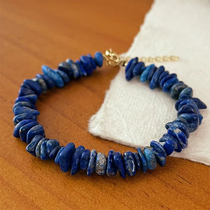 Buddha Stones Pulsera con diseño irregular natural de lapislázuli y lazurita. - Lapislázuli (circunferencia de la muñeca: 15-18 cm) - image 0