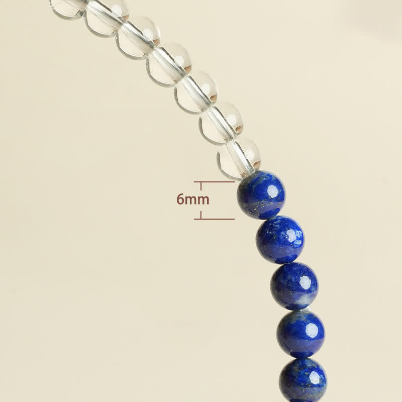 Buddha Stones Pulsera de cuentas de cuarzo transparente y lapislázuli con equilibrio - image 12