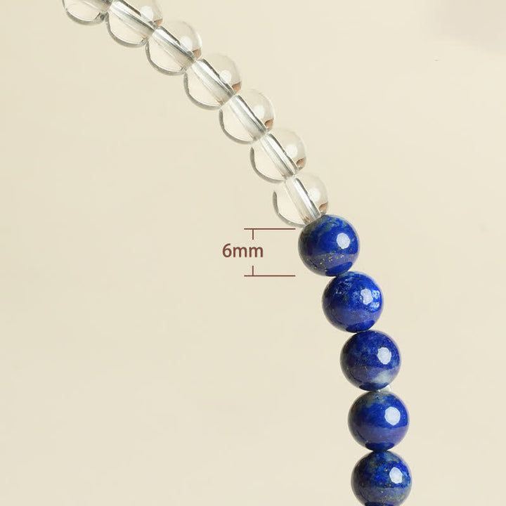 Buddha Stones Pulsera de cuentas de cuarzo transparente y lapislázuli con equilibrio - image 12