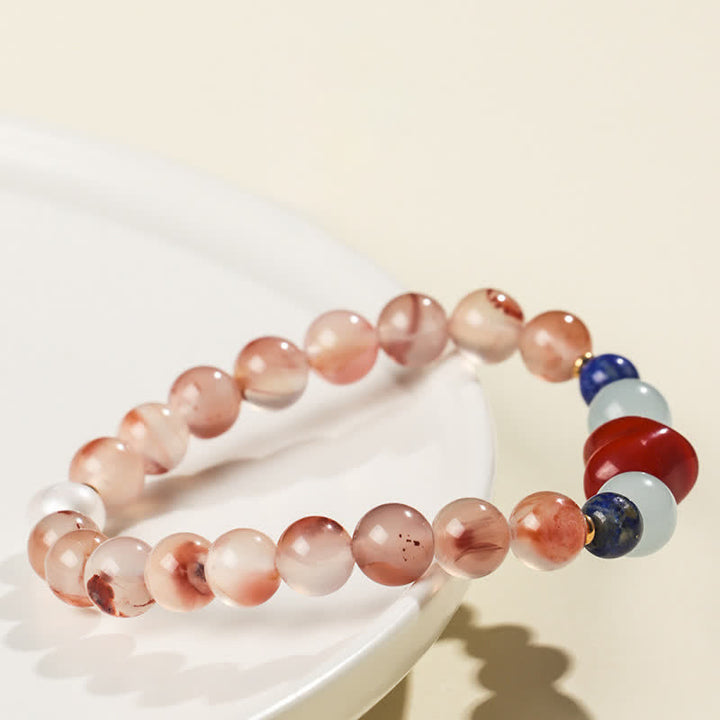 Buddha Stones Pulsera de la suerte con diseño de corazón, ágata roja del sur y lapislázuli. - image 4
