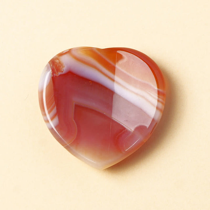 Buddha Stones Piedra de corazón para la ansiedad, ópalo, cuarzo rosa, decoración de cristal motivacional 4*4*0.7cm - Ágata roja natural (el color puede variar) - 4*4*0,7 cm - image 9