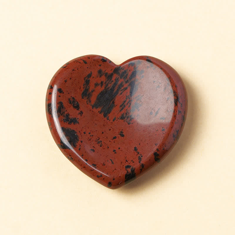 Buddha Stones Piedra de corazón para la ansiedad, ópalo, cuarzo rosa, decoración de cristal motivacional 4*4*0.7cm - Obsidiana caoba natural (el color puede variar) - 4*4*0,7 cm - image 11