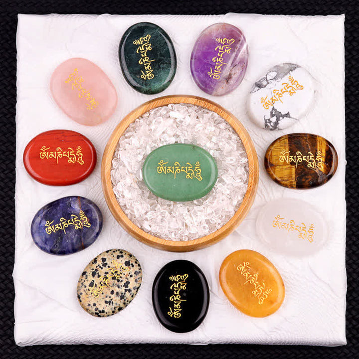 Buddha Stones Om Mani Padme Hum Amatista Ojo de Tigre Piedra de Palma Decoración Cristal 35*45mm - image 38