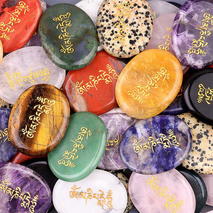 Buddha Stones Om Mani Padme Hum Amatista Ojo de Tigre Piedra de Palma Decoración Cristal 35*45mm - image 37