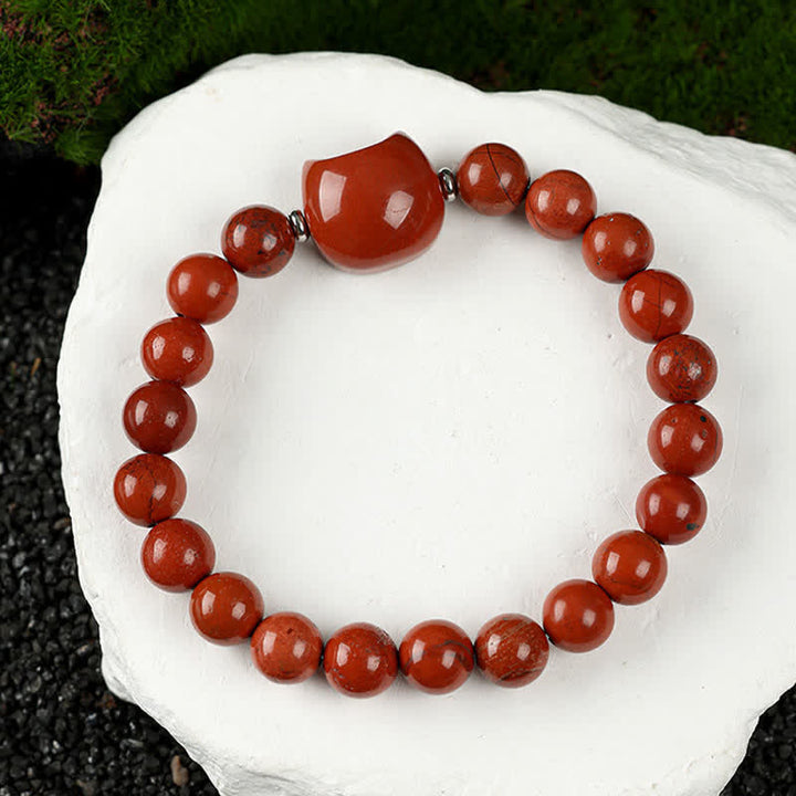 Buddha Stones Pulsera con cuentas de cuarzo transparente y ágata azul con diseño de gato adorable - Jaspe rojo (circunferencia de la muñeca: 15-16 cm) - image 22