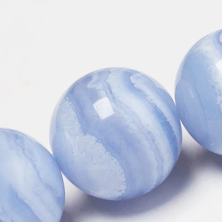 Buddha Stones Pulsera redonda de cuentas de ágata azul natural con encaje - image 4