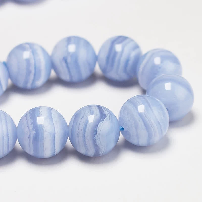 Buddha Stones Pulsera redonda de cuentas de ágata azul natural con encaje - image 3