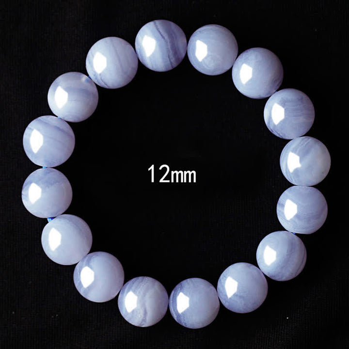 Buddha Stones Pulsera redonda de cuentas de ágata azul natural con encaje - Ágata de encaje azul (circunferencia de la muñeca: 17-18 cm) - image 8