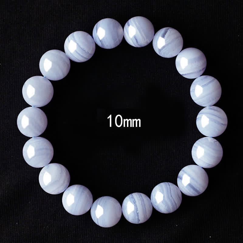 Buddha Stones Pulsera redonda de cuentas de ágata azul natural con encaje - Ágata de encaje azul (circunferencia de la muñeca: 16-17 cm) - image 7