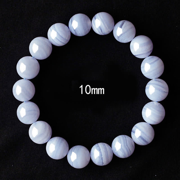 Buddha Stones Pulsera redonda de cuentas de ágata azul natural con encaje - Ágata de encaje azul (circunferencia de la muñeca: 16-17 cm) - image 7
