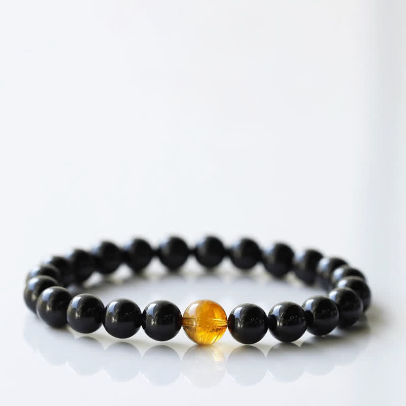 Buddha Stones Pulsera de resiliencia con diseño de animal del zodiaco y cristal de turmalina negra - Ox (circunferencia de la muñeca 15–16 cm) - image 6