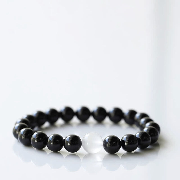 Buddha Stones Pulsera de resiliencia con diseño de animal del zodiaco y cristal de turmalina negra - Caballo (circunferencia de la muñeca: 15-16 cm) - image 0