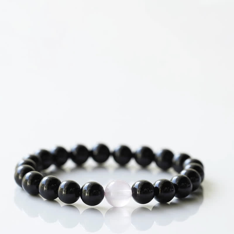 Buddha Stones Pulsera de resiliencia con diseño de animal del zodiaco y cristal de turmalina negra - Conejo (circunferencia de la muñeca: 15-16 cm) - image 8