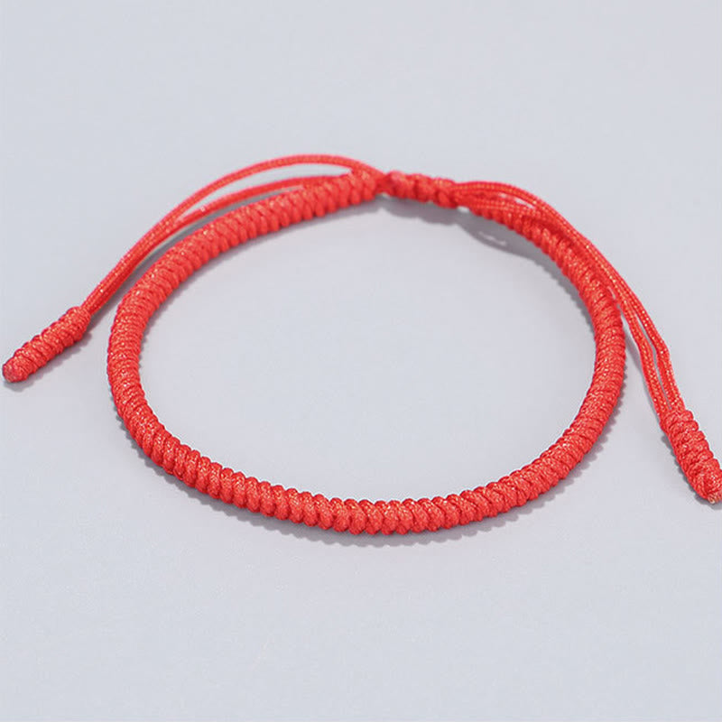 Buddha Stones Pulsera de la suerte con 3 cuentas de cobre dorado y cordón rojo - image 3