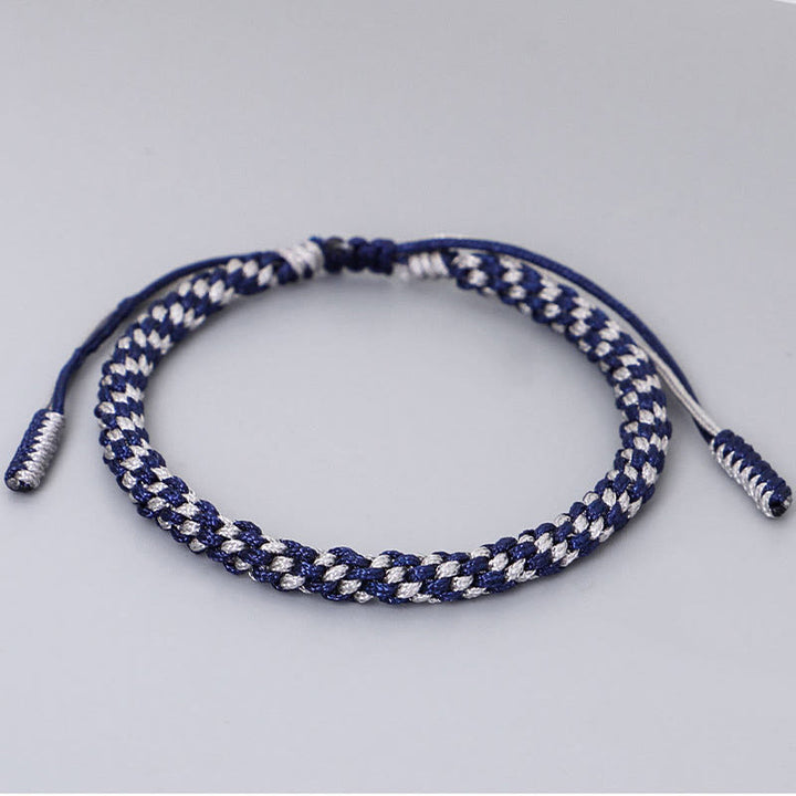 Buddha Stones Pulsera de 3 piezas con cuentas de cobre dorado y cordón azul grisáceo para el autocuidado - image 4