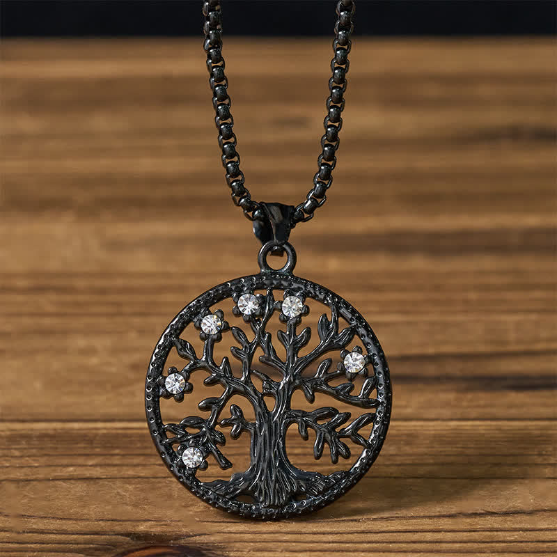 Buddha Stones Colgante de la Creación de Acero de Titanio con el Árbol de la Vida. - El árbol de la vida negro - image 14